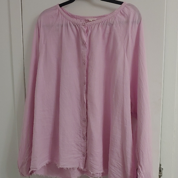 Eileen Fisher Tops - Eileen Fisher Soft Pink-Lavender Button-Up Shirt